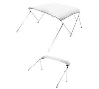 VEVOR 3 Bow Boat Bimini Tops, 600D Polyester Canopy with Aluminum Alloy Frame, Waterproof & Sun Shade Boat Awning Canopy with Storage Bag, 2 Support Poles, 4 Straps, 72"Lx(79"-84") Wx46"H, Light Grey