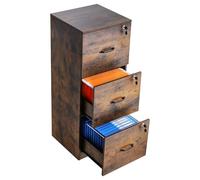 VEVOR 3 Drawer File Cabinet with Lock, Vertical Filing Storage Cabinets for Home Office, Heavy-Duty Locking Cabinet with 2-Level Adjustable Hanging Rod for A4/Letter/Legal Size File, Easy Assembly