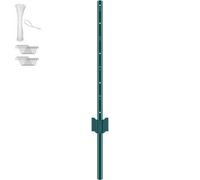 VEVOR 3 Feet Fence Post, 10 Pack T-Post Heavy Duty Metal Fence Posts with 20 Zip Ties & 20 Clips, Sturdy Steel Fence Stakes for Garden Yard, Lawn, Farms and Outdoor Wire Fencing, Green