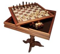 VEVOR 3-IN-1 Chess Checkers Backgammon Table Set, 18 Inch Premium Wooden Chess Table, Deluxe Combo Game Table Furniture Set, Chess Set Board Game Gift for Family Board Games