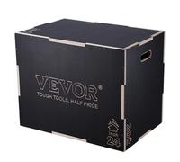 VEVOR 3 in 1 Plyometric Jump Box, Easy-to-Assemble Wood Plyo Box for Jumping Trainers, Home Gym Training and Conditioning, 30" x 24" x 20"