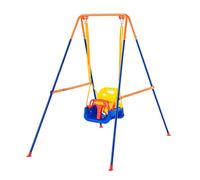 VEVOR 3-in-1 Toddler Swing Set with 4 Sandbags, Foldable Metal Stand, Easy to Assemble, Swingset Indoor/Outdoor for Kids Aged 3+, Blue+Yellow, 9.35 kg