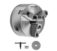 VEVOR 3-Jaw Lathe Chuck, 6 Inch (160 mm), Self-Centering Chuck with 1 1/2 in-8 Threaded Backing Plate, 0.12-5.71 in (3-145 mm) Clamping Range with T-wrench Screws, HT300 Material, for Wood Metal Lathe