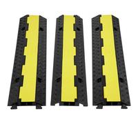 VEVOR 3 Pack Rubber Cable Protector Ramp, 2 Channel, 12000 lbs/axle Capacity Heavy Duty Hose Wire Cover Ramp Driveway, Traffic Speed Bump w/ Flip-Open