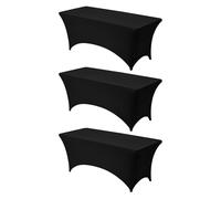 VEVOR 3 Pack Table Cloth for 6FT Rectangular Fitted Events, Wrinkle-Resistant Stretch Black Table Covers, Washable Spandex Tablecloth Protector, for Party, Wedding, Cocktail, Banquet, Festival