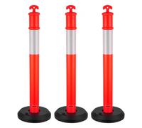 VEVOR 3 Pack Traffic Delineator Posts, 1140 mm Traffic Safety Cones with Fillable Base and Reflective Strips, Heavy Duty Delineator Posts for Construc