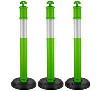 VEVOR 3 Pack Traffic Delineator Posts, 1140 mm Traffic Safety Cones with Fillable Base and Reflective Strips, Heavy Duty Delineator Posts for Construction Site, Parking Lot, Crowd Control, Green