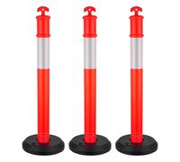 VEVOR 3 Pack Traffic Delineator Posts, 1140 mm Traffic Safety Cones with Fillable Base and Reflective Strips, Heavy Duty Delineator Posts for Construction Site, Parking Lot, Crowd Control, Red