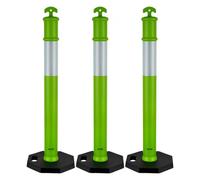 VEVOR 3 Pack Traffic Delineator Posts, 1140 mm Traffic Safety Cones with Weighted Base and Reflective Strips, Heavy Duty Delineator Posts for Construc