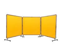 VEVOR 3-Panel Welding Curtain, 1.8 x 1.8 m, Flame Retardant Vinyl Welding Screen with 4 Casters and 6-Step UV Protection, Welding Protection, Yellow