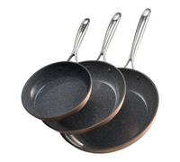 VEVOR Frying Pan Skillet, Aluminum Egg Fry Pans, 3 Piece (200, 270, 300 mm), Nonsitck Ceramic Heavy-Duty Skillets with Heat-Resistant Handle, Chef's Cookware, for Oven, Gas, Electric, Induction, Grey
