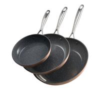 VEVOR Frying Pan Skillet, Aluminum Egg Fry Pans, 3 Piece, Nonsitck Ceramic Heavy-Duty Skillets with Heat-Resistant Handle, Chef's Cookware (200, 270, 300 mm, Ceramic Coating)