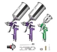 VEVOR 3-Piece Air Spray Gun Kit, Professional Auto Paint Spray Gun Set with 3 Nozzles (1/1.4/1.8mm), 3 Cups & Air Regulator, Gravity Feed Automotive Paint Sprayer for Primer, Topcoat & Touch-Up