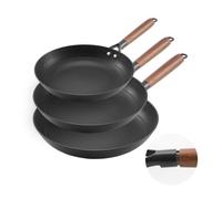 VEVOR 3 Piece Cast Iron Skillet Frying Pan Set 205 265 310 mm Nonstick Black