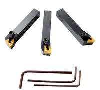 VEVOR 3 Pieces Indexable Lathe Turning Tool Holder, 5/8 in, CNC Heavy-Duty Metal Lathe Cutting Tools, with Tin Coated Carbide Inserts Aluminum Case, for Turning Grooving Threading Cut Off Holders Set