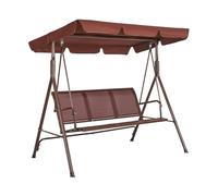 VEVOR 3-Seat Chair, Outdoor Adjustable Canopy, Porch Swing with Armrests, Teslin Fabric and Alloy Steel Frame, for Balcony, Backyard, Patio, Garden, Poolside, Brown, 68in x 44in