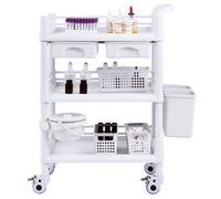 Vevor 3 Tiers Lab Carts, Lab Utility Cart With 3 Trays & 4 Silent Wheels, Mobile Medical Cart With Pp Material, White