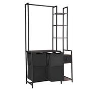VEVOR 3 Tiers Laundry Sorter with Rack, Tall Laundry Hamper with Shelves and Drawers, 2 Section Freestanding Hanging Rack Storage with 600D Oxford Cloth Bags and Ladder Shelves for Dirty Clothes