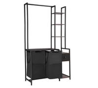 VEVOR 3 Tiers Laundry Sorter with Rack, Tall Laundry Hamper with Shelves and Drawers, 2 Section Freestanding Hanging Rack Storage with 600D Oxford Clo