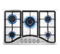 VEVOR 30-inch Gas Cooktop, 5 Burners Built-in Gas Stove Top, Max 12250BTU NG/LPG Convertible Stainless Steel Natural Gas Hob, with Thermocouple Protection for Camping, RV, Apartment