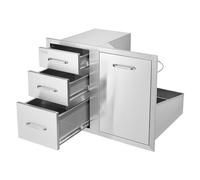 VEVOR 30 Inch Stainless Steel Outdoor Kitchen Storage Combo with Triple Drawer, Propane Drawer, Trash Bag Ring