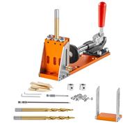 VEVOR 30 Pcs Pocket Hole Jig Kit, Adjustable & Easy to Use Pocket Hole Jig System with Step Drills, Wrenches, Drill Stop Rings, and Square Drive Bits, Dual Scale Marks for DIY Carpentry Projects