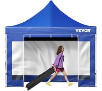 VEVOR 10 x 10 FT Pop Up Canopy Tent, Outdoor Patio Gazebo Tent with Removable Sidewalls and Wheeled Bag, UV Resistant Waterproof Instant Gazebo Shelter for Party, Garden, Backyard, Blue
