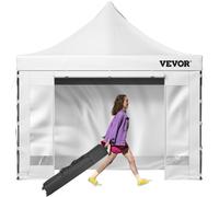 Vevor 10X10 Ft Pop Up Canopy Tent With Removable Sidewalls & Wheeled Bag, Waterproof Gazebo, White