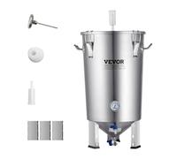 VEVOR 304 Stainless Steel Kettle, 8 Gallon Beer Brew Fermentor, Brew Bucket Fermentor for Brewing, Home Brewing Supplies with Base, Kettle Stock Pot Includes Lid, Handle, Valve, Spigot, Thermometer