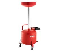 VEVOR 30L Waste Oil Drain Tank, Industrial Fluid Drain Tank with Adjustable Funnel Height, Portable Oil Drainer with Wheels & Toolbox, Fluid Fuel Transfer Drainage for Auto Repair Shops, Red