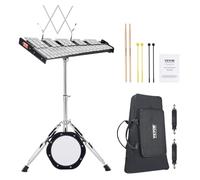 VEVOR 32 Note Glockenspiel Xylophone Bell Kit, Professional Percussion Instrument Set with Mallets, Drum Sticks, Music Stand, 8" Practice Pad, Adjustable Stand and Carrying Bag for Students & Adults