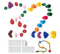 VEVOR 32 Rock Climbing Holds, Multi-Size and Colored Climbing Rocks for Kids and Adults, Rock Wall Holds with Colored Climbing Rope and Mounting Hardware, Climbing Wall Grips for Indoor and Outdoor