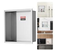 VEVOR 33.02 x 33.02 cm No Tile Shower Niche 304 Stainless Steel, Wall-Inserted Niche Recessed Double Shelves, Sealed Waterproof Rust-Resistant Modern