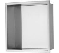 VEVOR 33.02 x 33.02 cm No Tile Shower Niche 304 Stainless Steel, Wall-Inserted Niche Recessed Double Shelves, Sealed Waterproof Rust-Resistant Modern Niche for Shower Bathroom Soap Storage, Silver