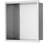 VEVOR 33.02 x 33.02 cm No Tile Shower Niche 304 Stainless Steel, Wall-Inserted Niche Recessed Double Shelves, Sealed Waterproof Rust-Resistant Modern Niche for Shower Bathroom Soap Storage, Silver