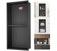 VEVOR 33.02 x 63.5 cm No Tile Shower Niche 304 Stainless Steel, Wall-Inserted Niche Recessed Double Shelves, Sealed Waterproof Rust-Resistant Modern Niche for Shower or Soap Storage Bathroom