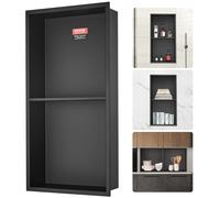 VEVOR 33.02 x 63.5 cm No Tile Shower Niche 304 Stainless Steel, Wall-Inserted Niche Recessed Double Shelves, Sealed Waterproof Rust-Resistant Modern