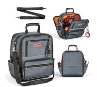 VEVOR 335mm Tool Bag 34 Pockets Portable Tool Organizer with Hard Plastic Base, Wide Zipper Opening, Adjustable Shoulder Strap, Water Resistant for DIY and Construction Site