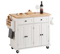 VEVOR 35.4" Kitchen Island Cart Rolling Storage Cabinet Cart with Drawer & Rack