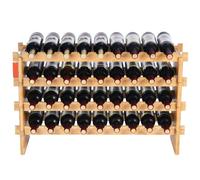 VEVOR 36 Bottle Stackable Modular Wine Rack, 4-Tier Solid Bamboo Wood Storage Racks, Floor Freestanding Wines Holder Display Shelf, Wobble-Free Shelves for Kitchen, Bar, and Cellar (Natural Color)