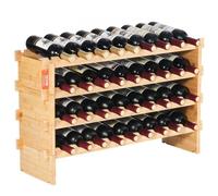 VEVOR 36 Bottle Stackable Modular Wine Rack Bamboo Wood Display Shelf 4-Tier
