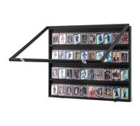 VEVOR 36 Graded Sports Card Display Case, 30.5x24.3x2.1 in, Baseball Card Display Frame with 98% UV Protection Clear View PC Glass, Lockable Wall Cabinet for Football Basketball Hockey Trading Card