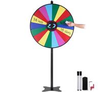 VEVOR 36 inch Spinning Prize Wheel, 18 Slots Spinning Wheel, Roulette Wheel with a Dry Erase and 2 Markers, Tabletop or Floor Standing Win Fortune Spin Games in Party Pub Trade Show Carnival