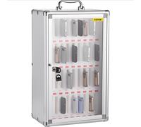 VEVOR 36-Slot Cell Phone Locker - Silver Aluminum with Key Lock Portable Handle Handwritten Tags and Wall-Mount for Offices Classrooms Gyms