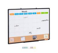 VEVOR 36"x 24" Monthly Calendar Whiteboard & Cork Board Combo with Aluminum Frame - 2-in-1 Magnetic Dry Erase Bulletin Board for Wall Mount - Ideal for School, Home, Office