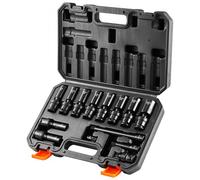VEVOR 360 Degree Swivel Impact Socket Set, 3/8" Socket Set 14PCS Deep Universal Metric 10-19mm, 6 Point Cr-Mo Alloy Steel for Auto Repair, Easy-to-Rea