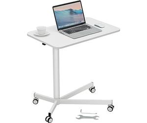 VEVOR 360° Swivel Wheels (2 Lockable) Portable Rolling Laptop Table Computer Cart for Home Office School, 44LBS Loading, PB (Particle Board), White, 29.1 x 18.9 inch