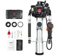 VEVOR 37.77cc Gas-Powered T Post Driver, 4-Stroke Engine Gasoline Fence Piling Pounder, with 3 Post Driving Head(45/55/88 mm), 1000W Portable Piledriver for Farm, Ranch Fencing, Road Improvements
