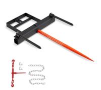 VEVOR 39" Hay Spear, Bale Spears 1600lbs Loading Capacity, Skid Steer Loader Tractor Bucket Attachment with 2pcs 17.5" Stabilizer Spears and 60" Chain, Quick Attach Spike Forks