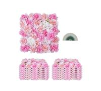 VEVOR 3D Flower Wall Panel, 12 PCS 15 x 15 inch, Artificial Floral Wall Background Mesh Backing Mat,Seamless Design&Easy Installation for Wedding Valentines Day Home Baby Party Backdrop Decor,Pink